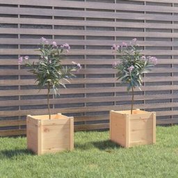 Lot de 2 Jardinières de jardin - Balconnière à fleurs 40x40x40 cm Bois de pin massif BV541238