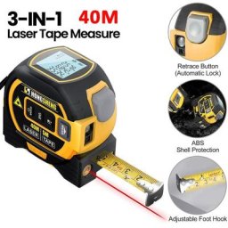 Telemetre laser Ruban a mesurer 3 en 1 avec ecran lcd retroeclaire Dispositif de mesure de batiment