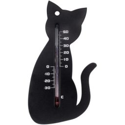 Thermomètre mural d'extérieur Chat Noir Nature Noir