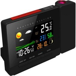 Station Météo sans Fil avec Capteur Extérieur - Ecran Couleur et Projection - Heure, Température,