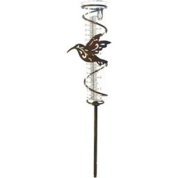Pluviomètre extérieur en Verre - Pluviomètres Bronze en Verre avec Piquet à Cadre métallique en
