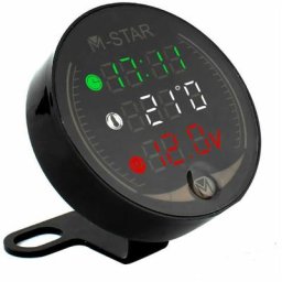 Voltmètre atv Moto 4 en 1 + Horloge électronique + Thermomètre + Chronomètre Testeur de tension de