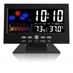 Station Météo Couleur avec Activation Sonore - Température + Humidité + Tendances + Heure, Alarme