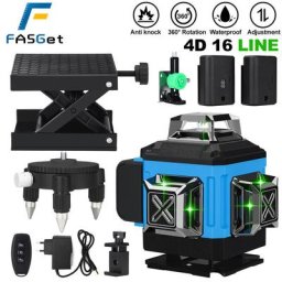 Niveau Laser 4D 360 ° 16 lignes automatique Fasget avec 1 Batterie avec sac
