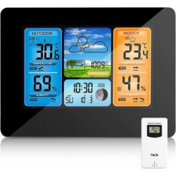 Station Météo sans Fil Station Météo à Prévision Numérique des Couleurs avec Alerte et