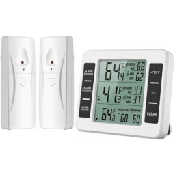 Thermomètre de Frigo Congelateur, Thermomètre de Réfrigérateur sans Fil avec 2 Capteurs, Alarme