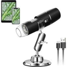 Microscope Numérique usb, 720P WiFi Endoscope Portable 50X-1000X avec Endoscope à 8 led, Support en