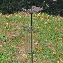 La Grande Prairie - Pluviomètre jardin Papillon 71x8x10cm - Marron