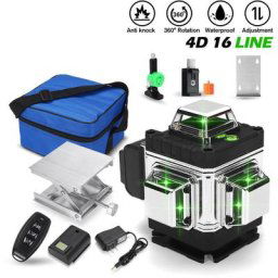 Niveau Laser 4D 360 ° 16 lignes automatique croix rotatifs télécommande niveau + base rotative +