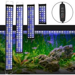 Swanew - 48W led éclairage d'aquarium blanc + bleu aquarium à lumière supérieure étanche à l'eau