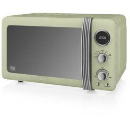 Swan - SM22030GNEU Retro Micro-ondes Numérique 20L, 5 Niveaux Puissance, Décongélation, Minuterie