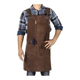 Tablier de travail robuste en toile cirée avec poches (Édition de luxe marron foncé)