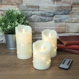 Eclairage Design - Lot de 3 bougies led Flamme Vacillante blanc chaud + MicroLED avec Télécommande