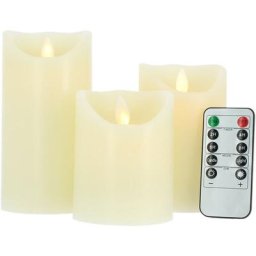 Lot de 3 bougies LED Flamme Vacillante blanc chaud avec Télécommande