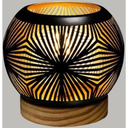 Atmosphera - Photophore boule led - métal & bois - noir D15 cm créateur d'intérieur - Modèle 2