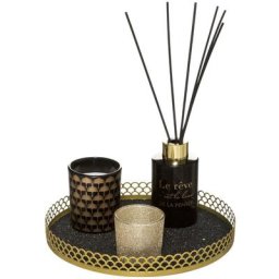 Achat Utile - Coffret diffuseur parfum et bougie Senteur Vanille et Ambre plat doré