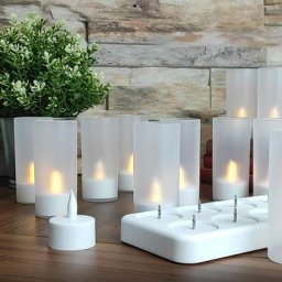 Eclairage Design - 12 bougies à led rechargeables effet flamme avec base de recharge idéal pour