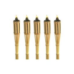 Torches à huile en bambou 120 cm - Lot de 5