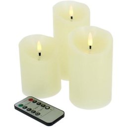 Eclairage Design - Lot de 3 bougies led Flamme 3D blanc chaud avec Télécommande