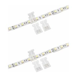 4x Connecteur rapide double droit à 2 broches pour ruban LED blanc 12V 24V Clip Fixation Raccord