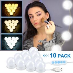 Lampe de miroir pour le maquillage 10 LEDs Lumière de maquillage usb gradable Style Hollywoodien