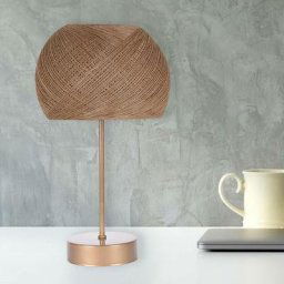 Cotecosy - Lampe à poser Moli H36cm Métal Or rose et Tissu Beige - Beige