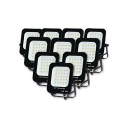 Projecteur led Extérieur smd 20W IP65 Noir (Pack de 10) - Blanc Chaud 2300K - 3500K - Blanc Chaud