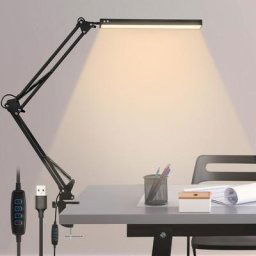 10W Lampe de Bureau led avec Clamp,Protection des Yeux, Bras Métallique Pliable et Rotatif avec