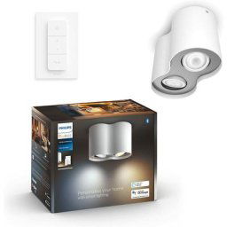 Hue White Ambiance pillar Spot 2x5.5W compatible Bluetooth - Blanc (Télécommande incluse),
