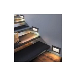 Balise led en Saillie Rectangle 3W 220V 65° Grise IP65 pour Escaliers - Blanc Neutre 4000K - 5500K
