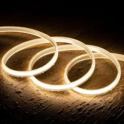 Ruban led cob Dimmable 220V ac 320LED/m Blanc Chaud IP65 sur Mesure Largeur 14mm Coupe tous les