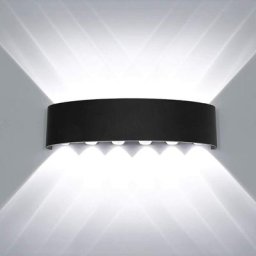 Applique Murale Interieur led 12W Noir en Aluminium, Lampe Murale Moderne Up Down Spot Lampe pour