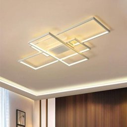 Plafonnier Dimmable led Lustre avec Télécommande, Moderne 50W 3 Couches Lampe de Plafond Carré