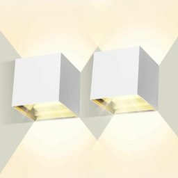 Lot de 2 Appliques Murales Réglable12W , 3000K Applique Murale Interieur/Exterieur Moderne,Étanche