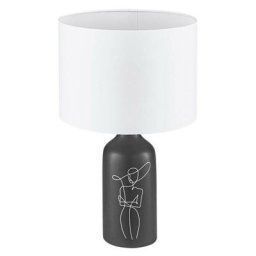 Lampe de table Vinoza en céramique noir, textile blanc e27 1x40w h: 50,5 cm Ø30 cm avec
