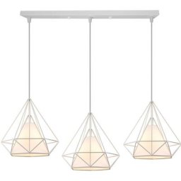 Lustre Suspension Industrielle en forme Diamant 25cm Lampes de Plafond Abat-Jour Cage en Fer