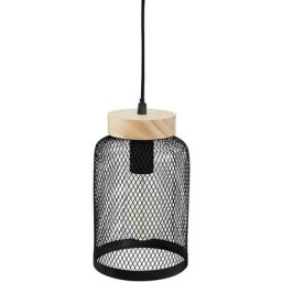 Suspension en métal et bois Noir Ø15 cm - Noir