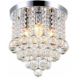 Lustre Plafonnier en Cristal Moderne Style Décoration,Luminaire Acier Inoxydable avec Lampe de