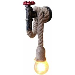 Appliques murales industriel Rétro Tuyau et Corde de chanvre 80 cm,Luminaire éclairage E27 Pour