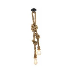 3M Suspension Vintage en Corde Chanvre diy Double douille E27 Luminaire Rétro Lampe pour Restaurant