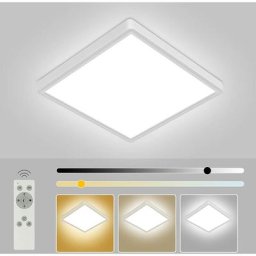 Aiskdan - Plafonnier led Dimmable avec Télécommande, Plafond led Moderne Ultra Fin & Étanche Carré
