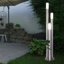 Lampe de jardin 170 cm balisage extérieur lampadaire extérieur inox large, 3 colonnes argentées, 3x