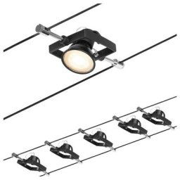 Système de corde Set Mac ii Noir Matt, Chrome 5 Spots sans ampoules Max. 5x10W GU5,3 dc 60VA