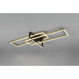 Plafonnier Salinas 3 Rectangles Led 34w Or-Noir L100 cm Dimmable Trio Lighting