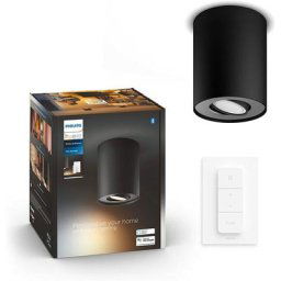 Philips Hue White Ambiance PILLAR Spot 1x5.5W - Noir (Télécommande incluse), fonctionne avec Alexa,