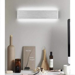14W LED Applique Murale Interieur 40cm Lampe Murale Blanc Froid , Design Simple Argent Gris Brossé
