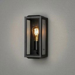 Konstsmide Carpi Lanterne murale extérieure moderne petite E27 noire avec verre transparent, IP44