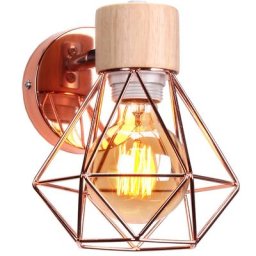Appliques Murales Industrielles en Bois et Métal Lampe Murale Vintage Design Cage Ajustable