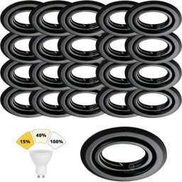 Lampesecoenergie - Lot de 20 Spot Encastrable Noir Mat 7W, 3 Intensités Réglables, Blanc Chaud 3000K