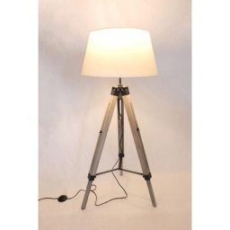 Lampadaire trépied - Eclairage d'intérieur - Lampadaire Lilly - Réglable Bois - 145 cm - Blanc